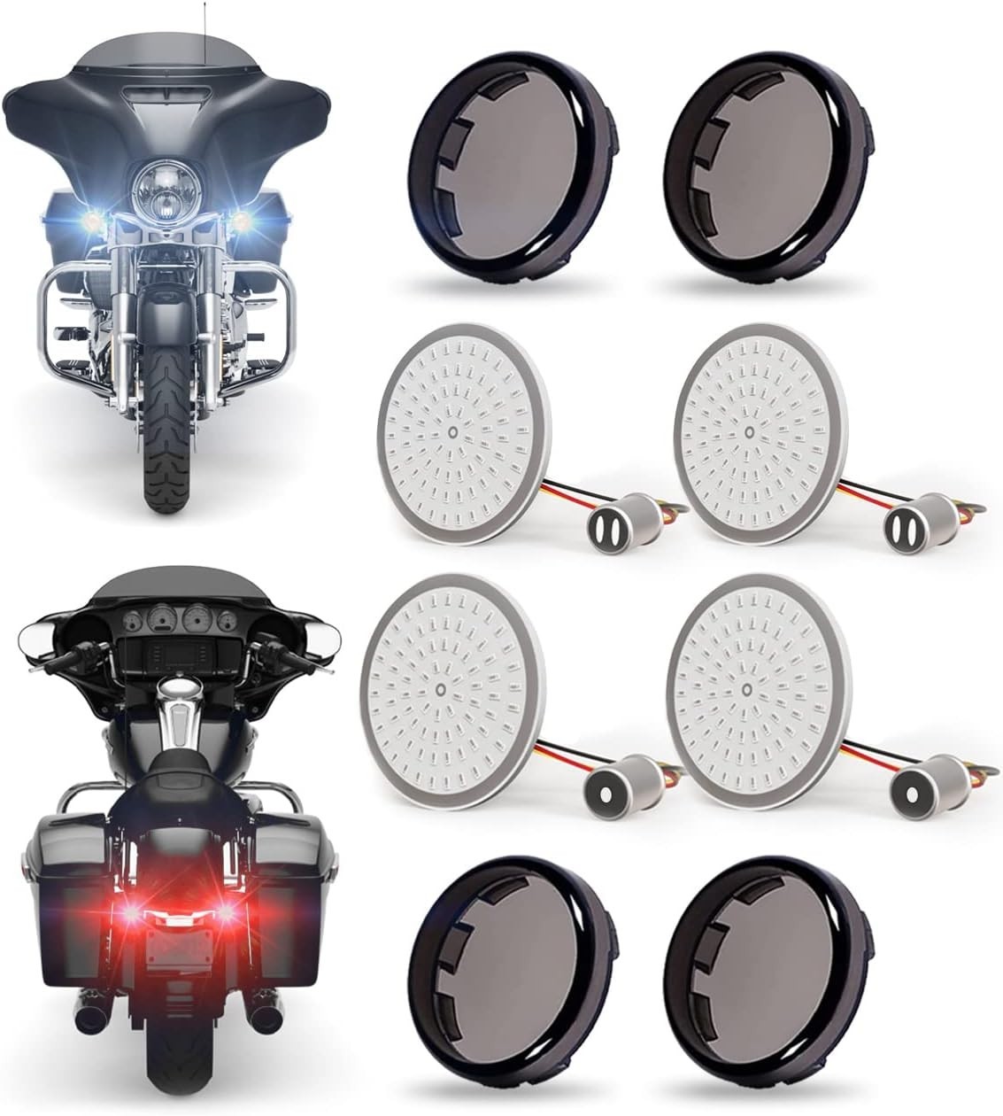2 Inch 1157 Front & 1156 Rear LED Turn Signal Kit for Harley Davidson Touring St