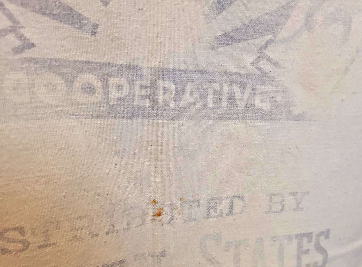 Vintage Eastern States Co-op 100lb Cloth HALF Feed Sack Seed Bag, 35″x19″