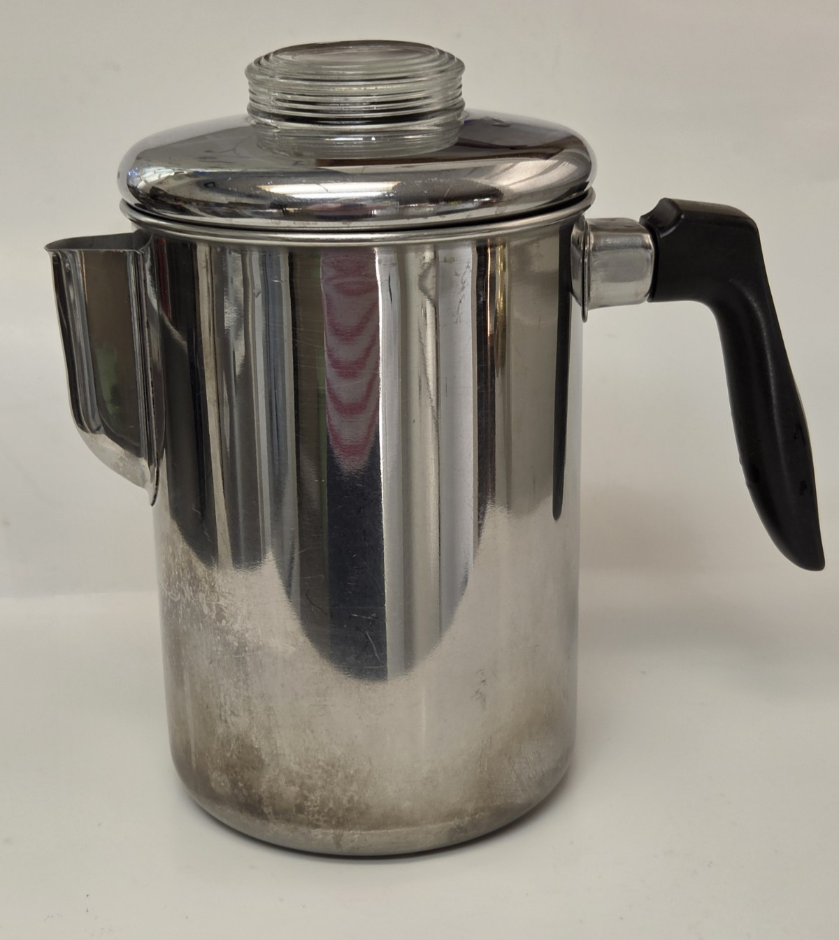 Vtg Ekco Flint Ware 8 Cup Coffee Pot Stovetop Percolator Stainless Steel USA