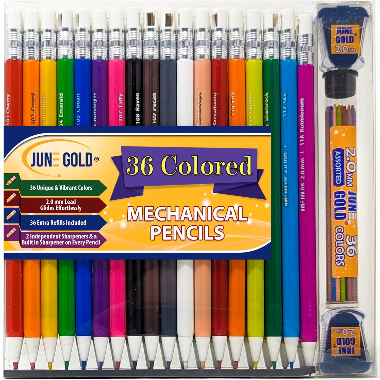 June Gold 36 Assorted 1 Count (Pack of 74), 36 Unique Colors + Refills