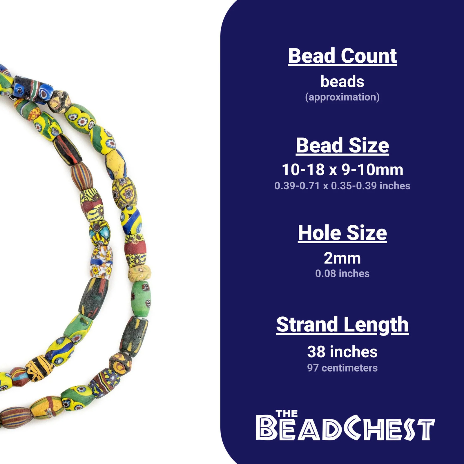 Oval Antique Venetian African Millefiori Trade Beads #15835 10mm Ivory Coast