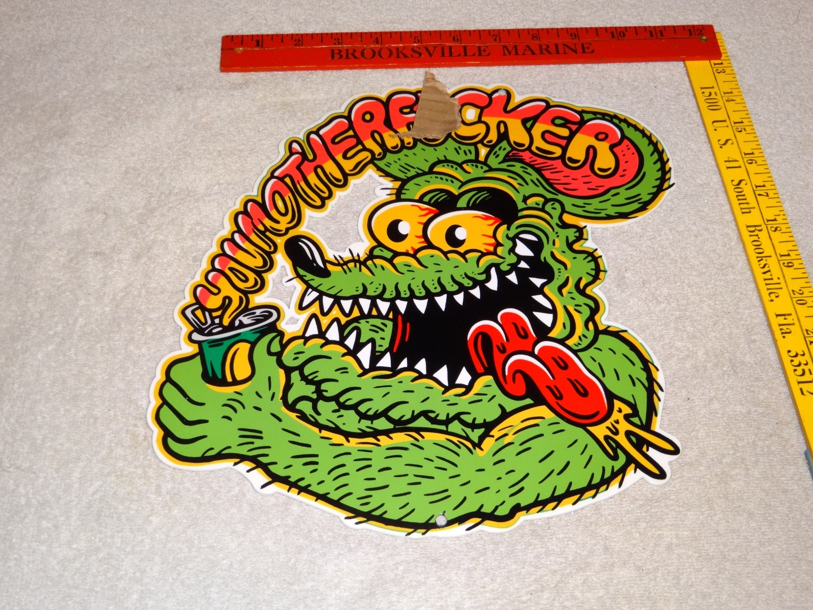 VINTAGE RATFINK DRINKS SODA CAN & YOU MOTHER METAL ED ROTH GAS OIL RAT FINK SIGN