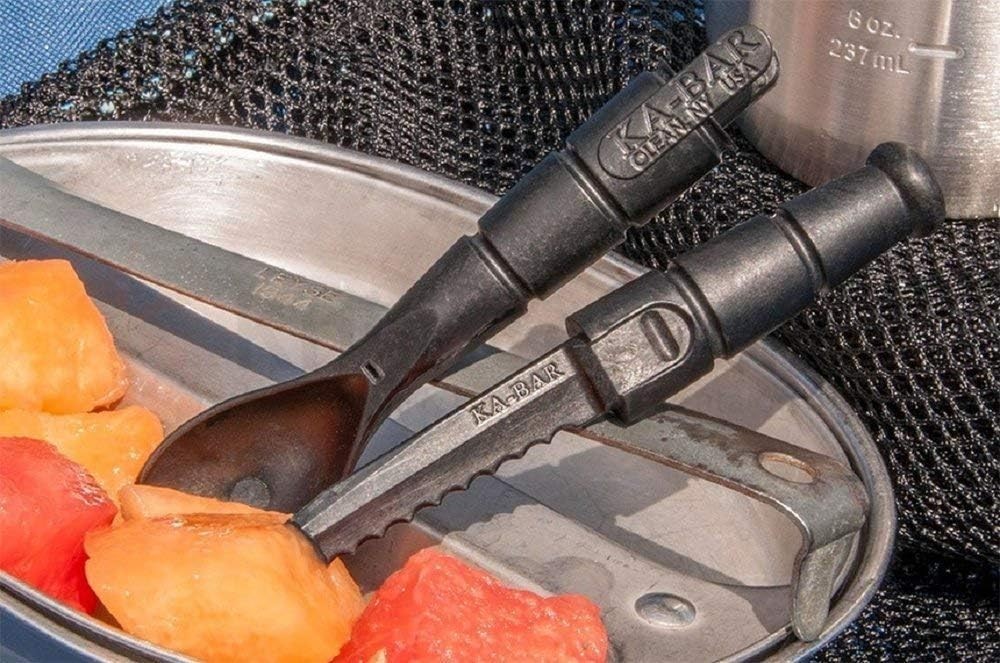 Black Tactical 2-in-1 Spork & Knife, Durable Polymer, 6.875″