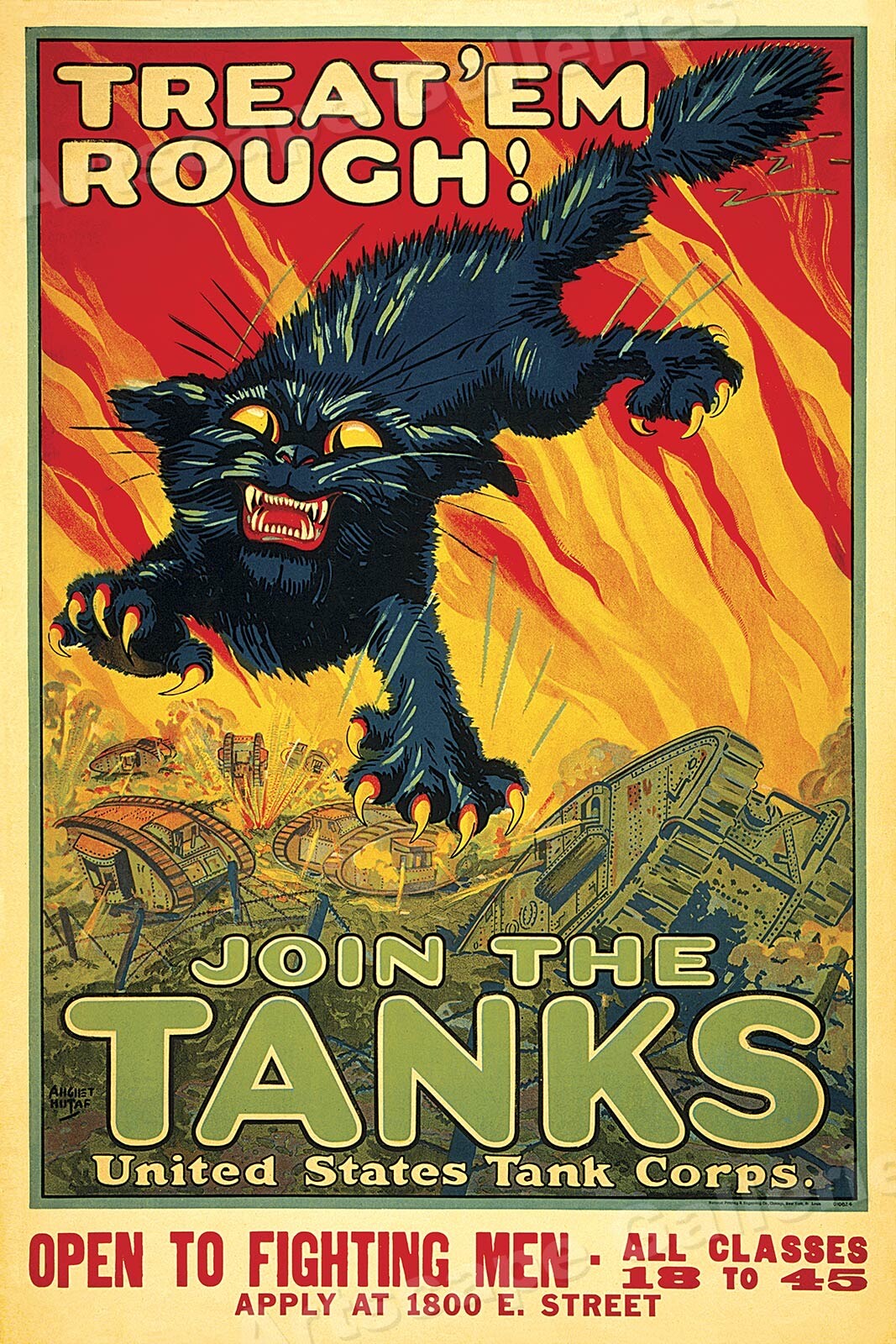 1917 Treat Em Rough! Join the Tanks! WWI US Tank Corp Poster – 24×36
