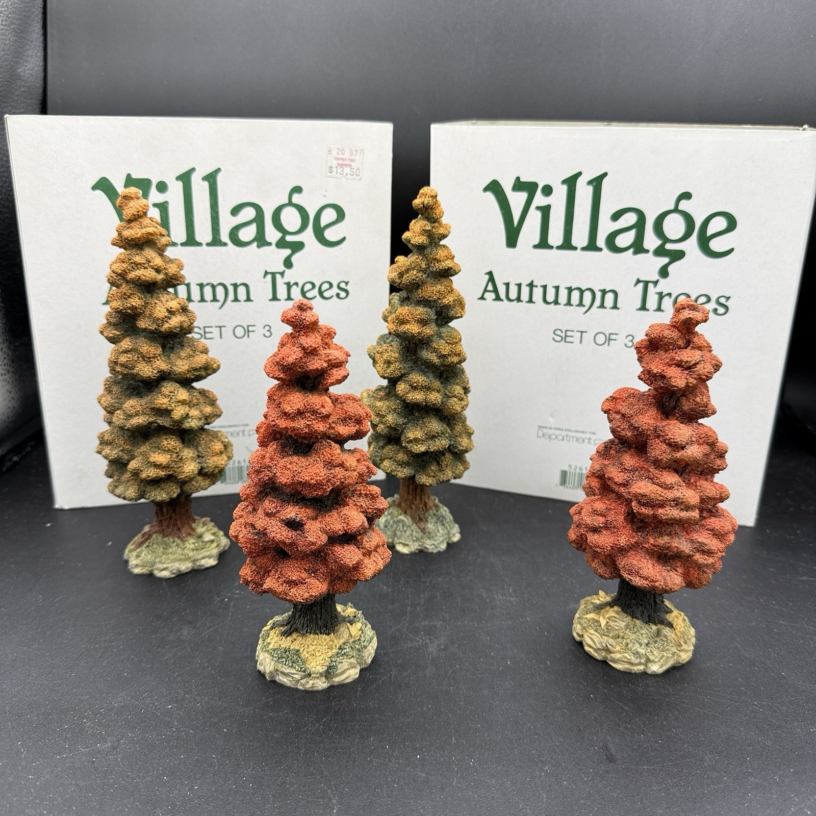 Dept 56 Village Accessories Autumn Trees Set of 4 52616 READ Ceramic Solid Fall
