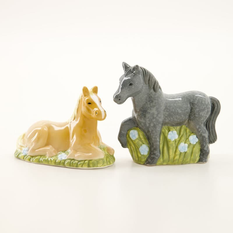 Stoneware Horse Salt and Pepper Shakers Set Ceramic Country Equine Table Decor