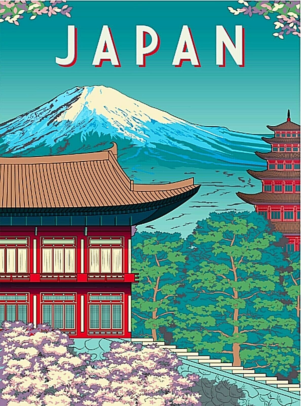 Mt. Mount Fuji Japan Japanese Asia Asian Retro Travel Art Poster Print
