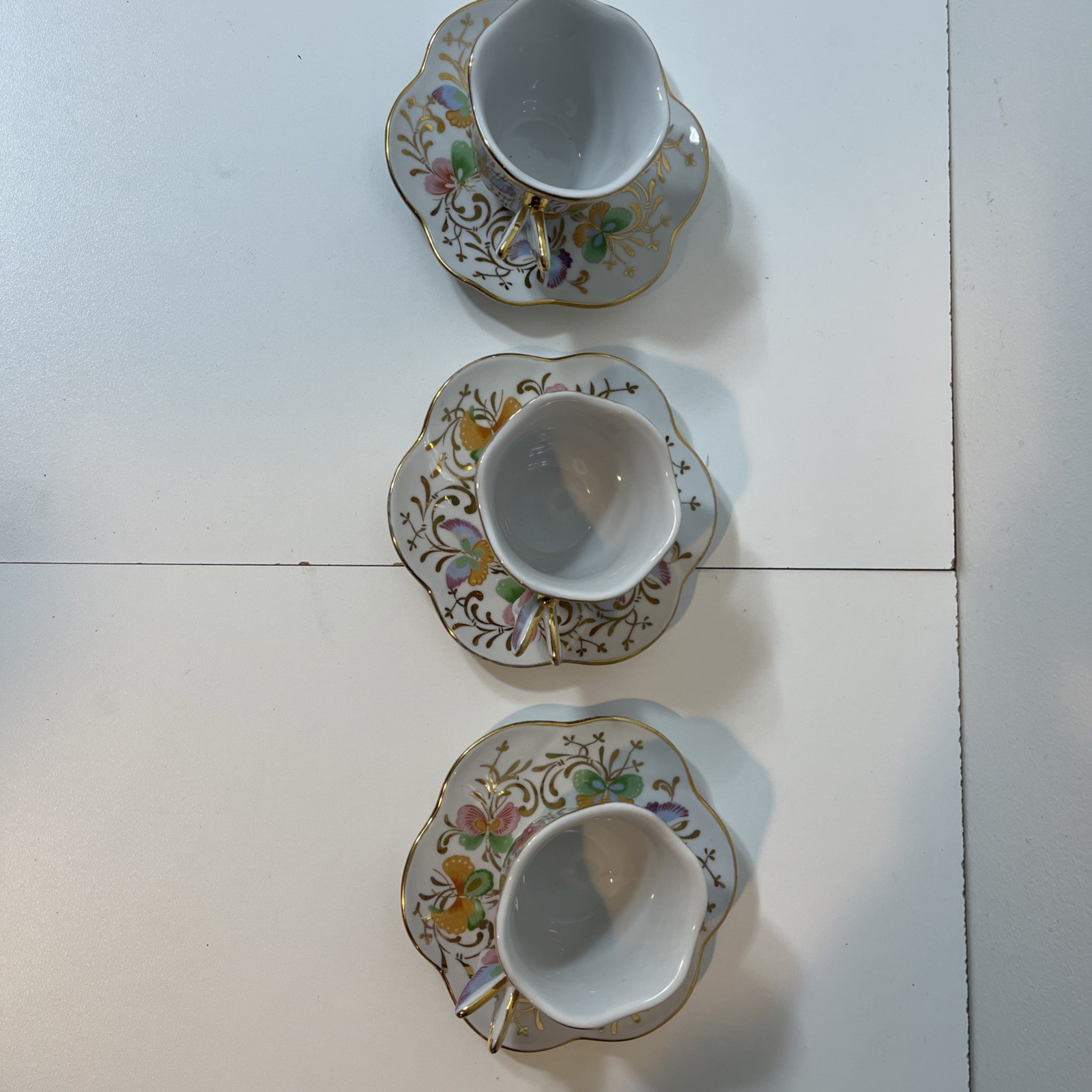 6pc Lot Formalities By Baum Bros (3) Demitasse Tea Cups & (3) Saucers Pre Owned