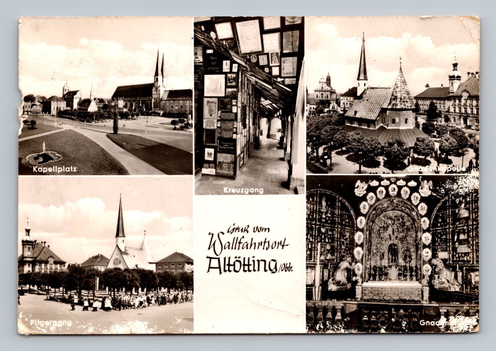 Postcard Germany Bavaria town of Altötting Multiview Chapel Square