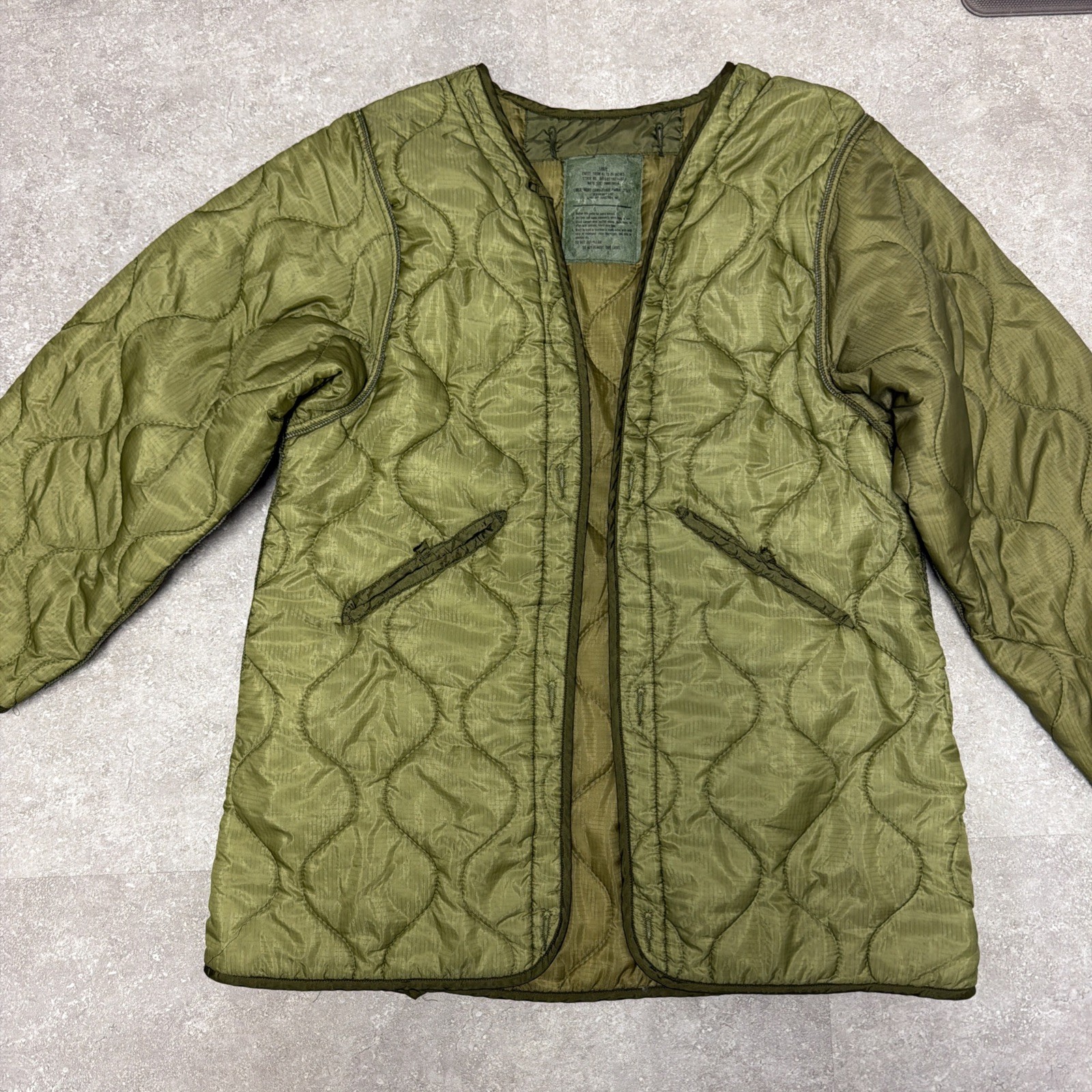 USGI Night Desert Parka Cold Weather Liner Genuine Military OD Green Large K-36