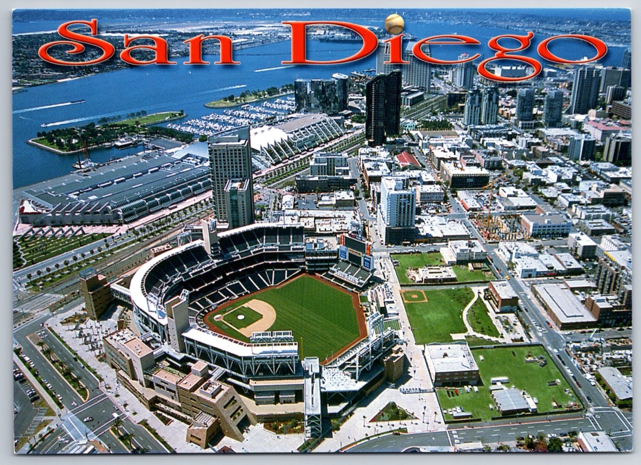 San Diego 5×7 Postcard Petco Park Padres Baseball Aerial View Downtown USA