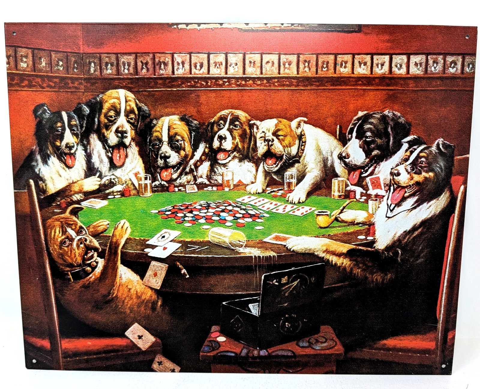 Dogs Playing Poker Iconic Metal Sign 12.5in X 16in