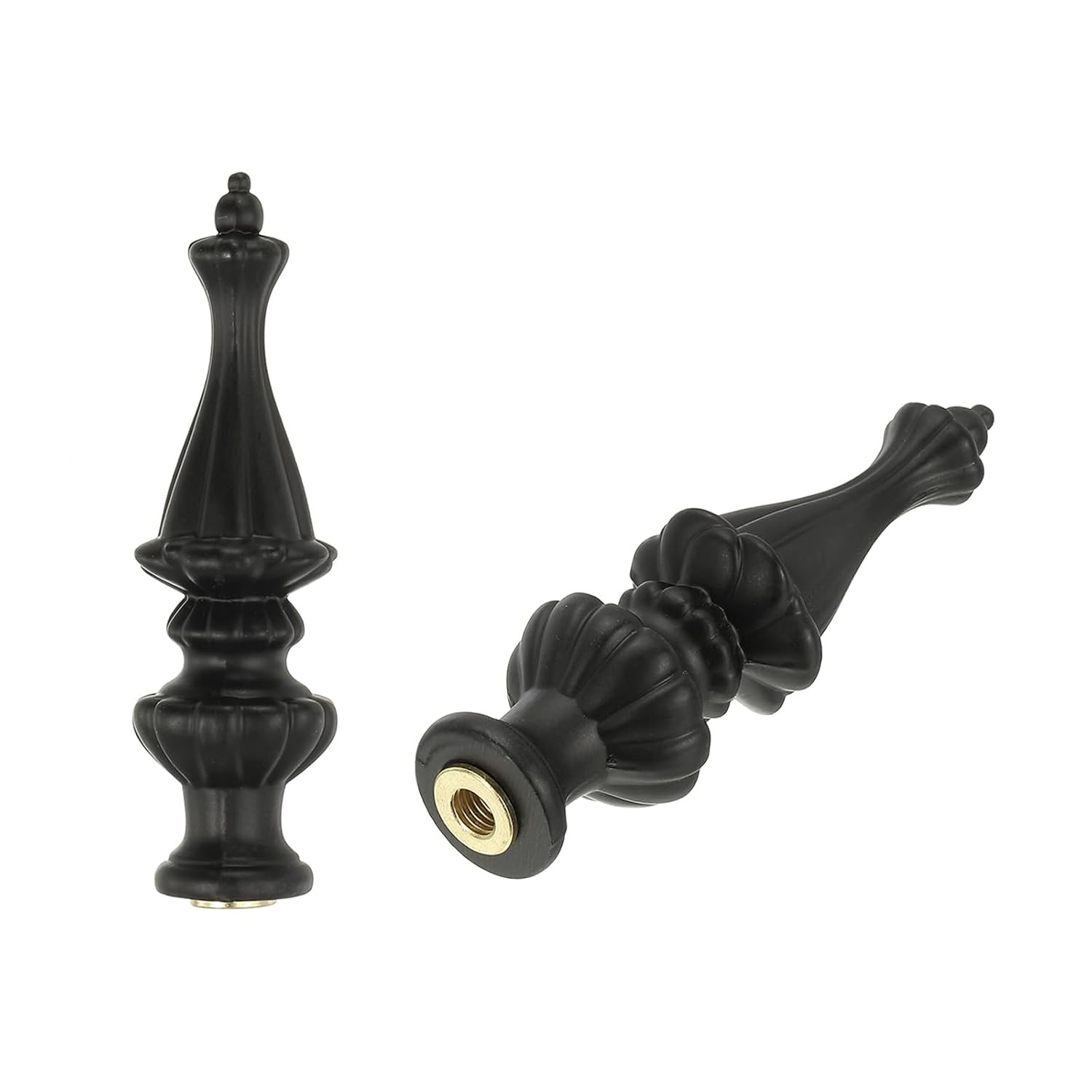 2pcs 1/4-27 Lamp Finial Cap Knob, Brushed Lamp Shade Top Harp Top, Black
