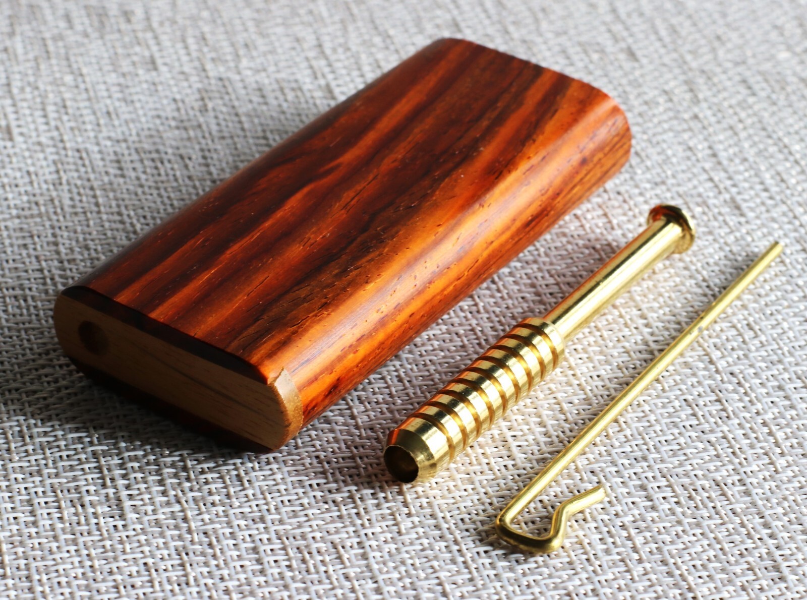 4″ Cocobolo Wood Dugout with One Hitter-Slider Lid-American Crafted Stash Box