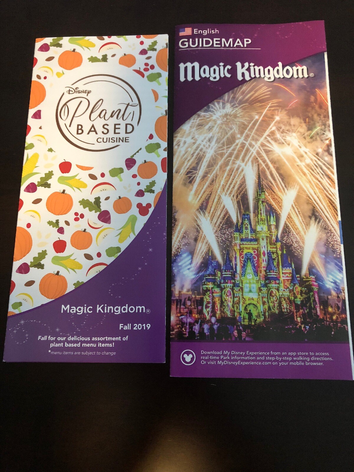 Walt Disney Workd Magic Kingdom Map Set Plant Based Cuisine Guide Fall 2019