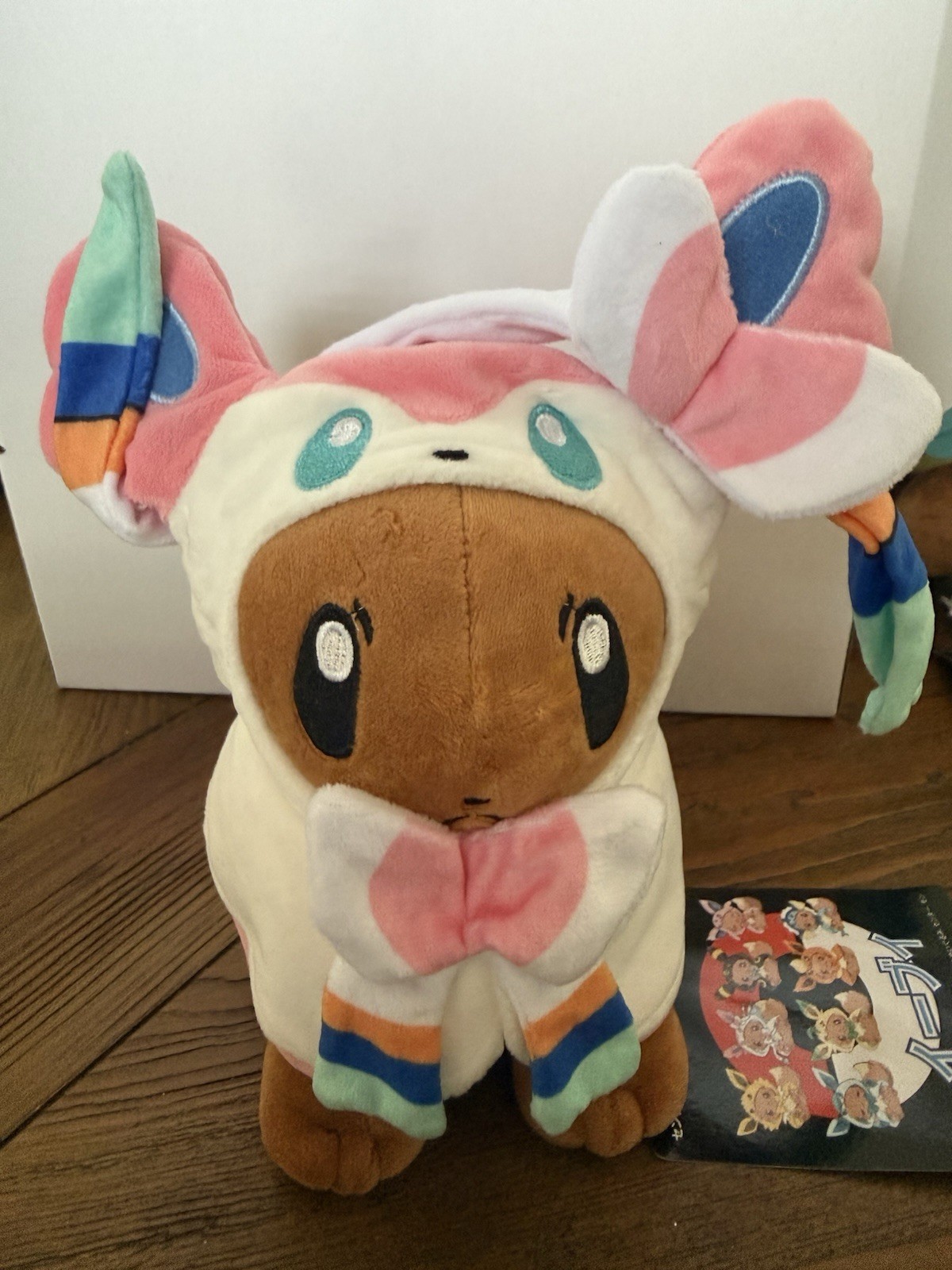 Pokémon Eevee Sylveon Poncho Plush Toy 9″ Fairy Cosplay Hoodie Eeveelution