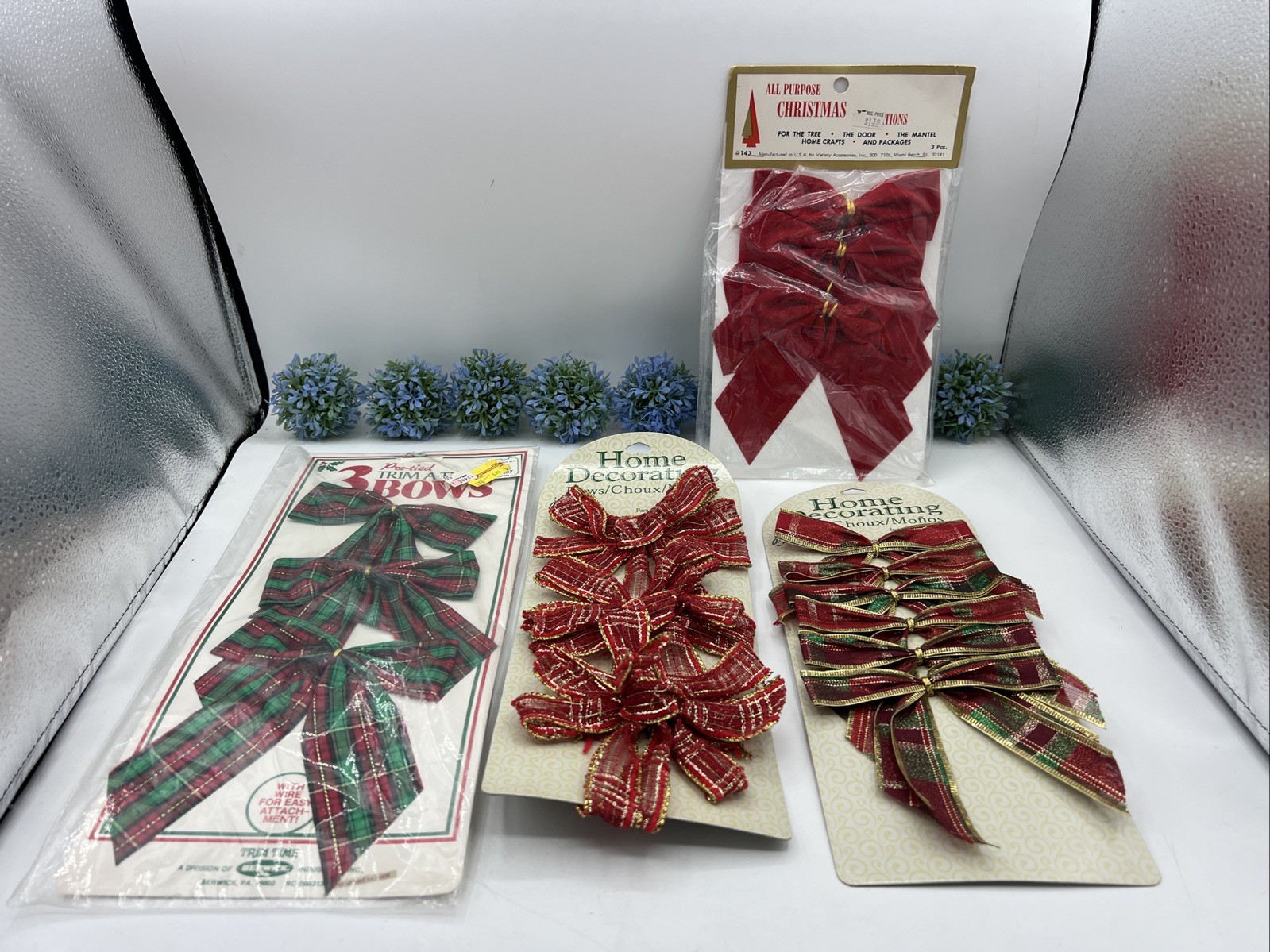 Vintage Fabric Christmas Tree Bows BERWICK Trim A Tree 15 Bows