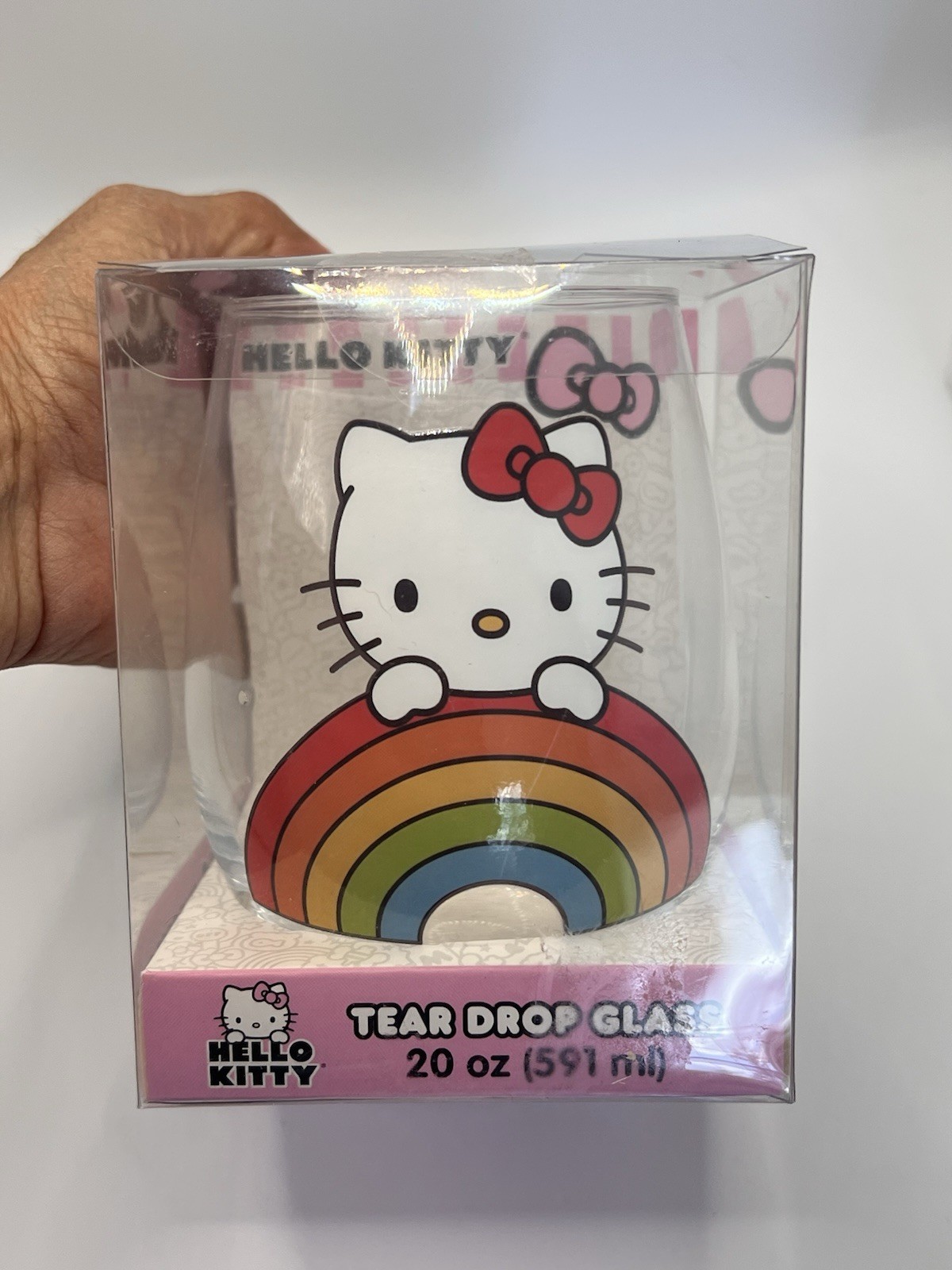 Sanrio Hello Kitty Rainbow Tear Drop Stemless Glass 20oz (591 ml)