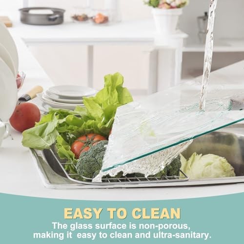 Tempered Glass Cutting Boards for Kitchen Counter – [2 16″x12″ & 12″x8″ Clear