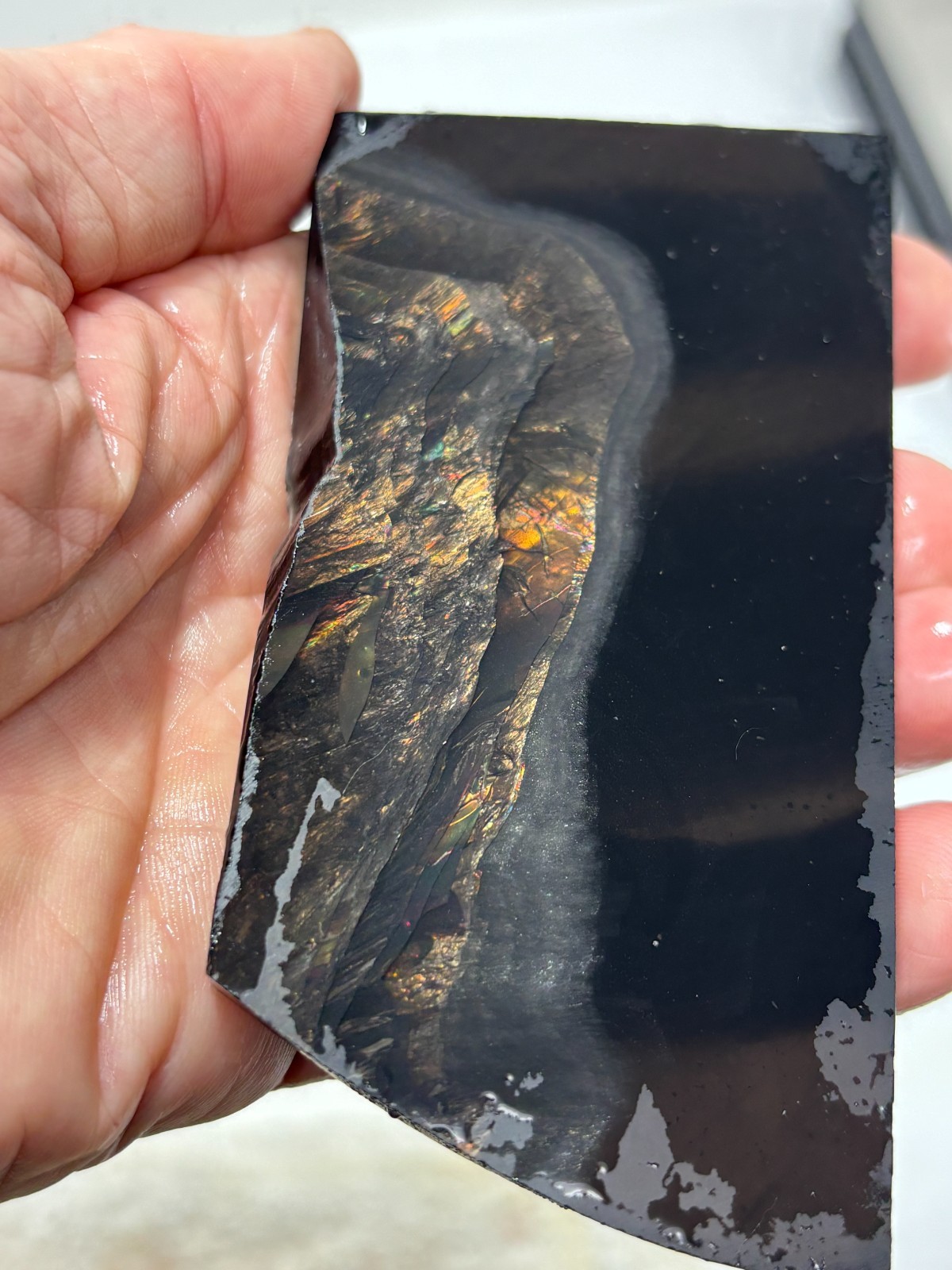 Fire Obsidian Slab Lapidary Cabbing Knapping Combo ship avail