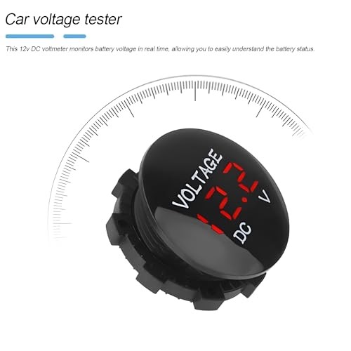 DC 12-24V Voltmeter Gauge – Waterproof Round Panel – Mini LED Red – Mini Car