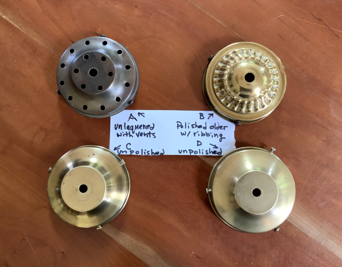 New 4″ Fitter Brass Polished & Lacquered Shade Holders w Screws , other finishes