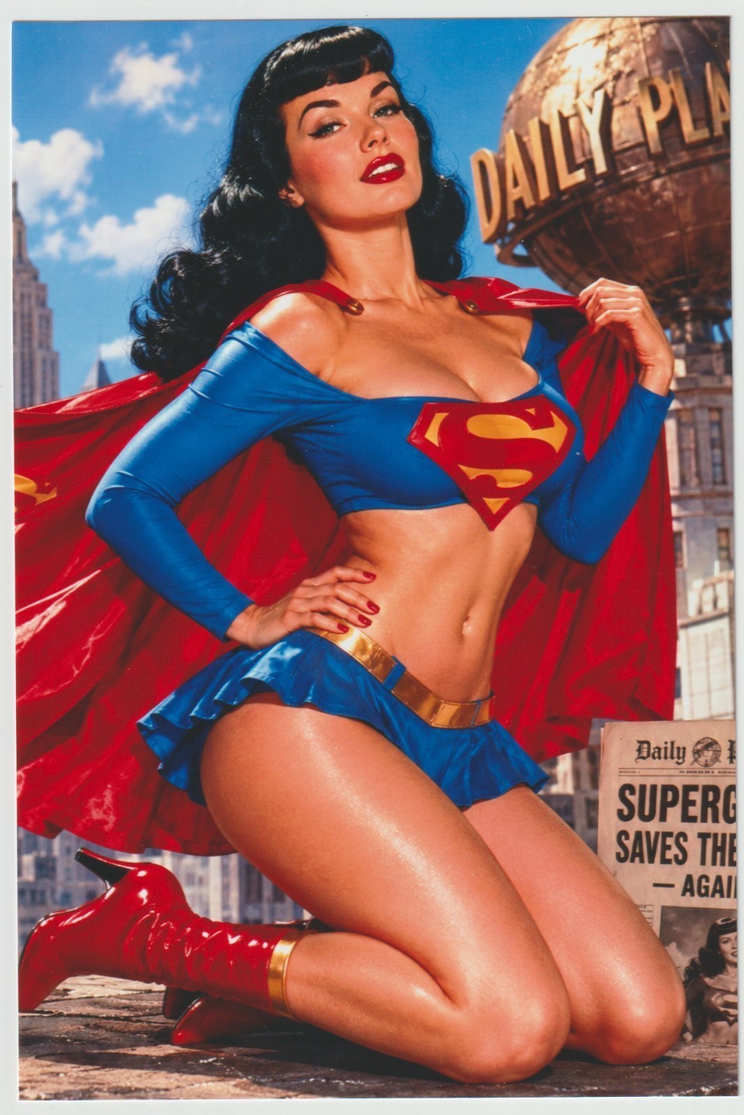 Fridge/Locker /Tool Box Magnet – Bettie Page as Supergirl #000