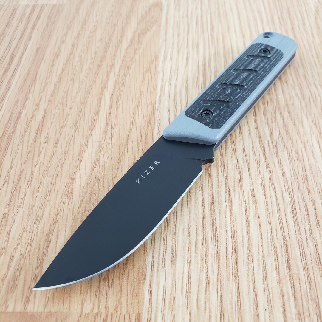 Kizer Cutlery Smolt Fixed Knife 3″ Black CPM-3V Steel Blade G10/Micarta Handle