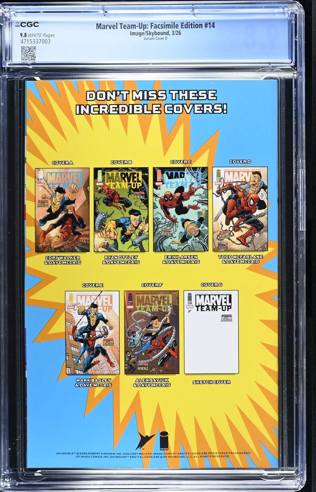 Marvel Team-up 14 Facsimile Variant Cover D Mcfarlane CGC 9.8 IN HAND READY 2 GO