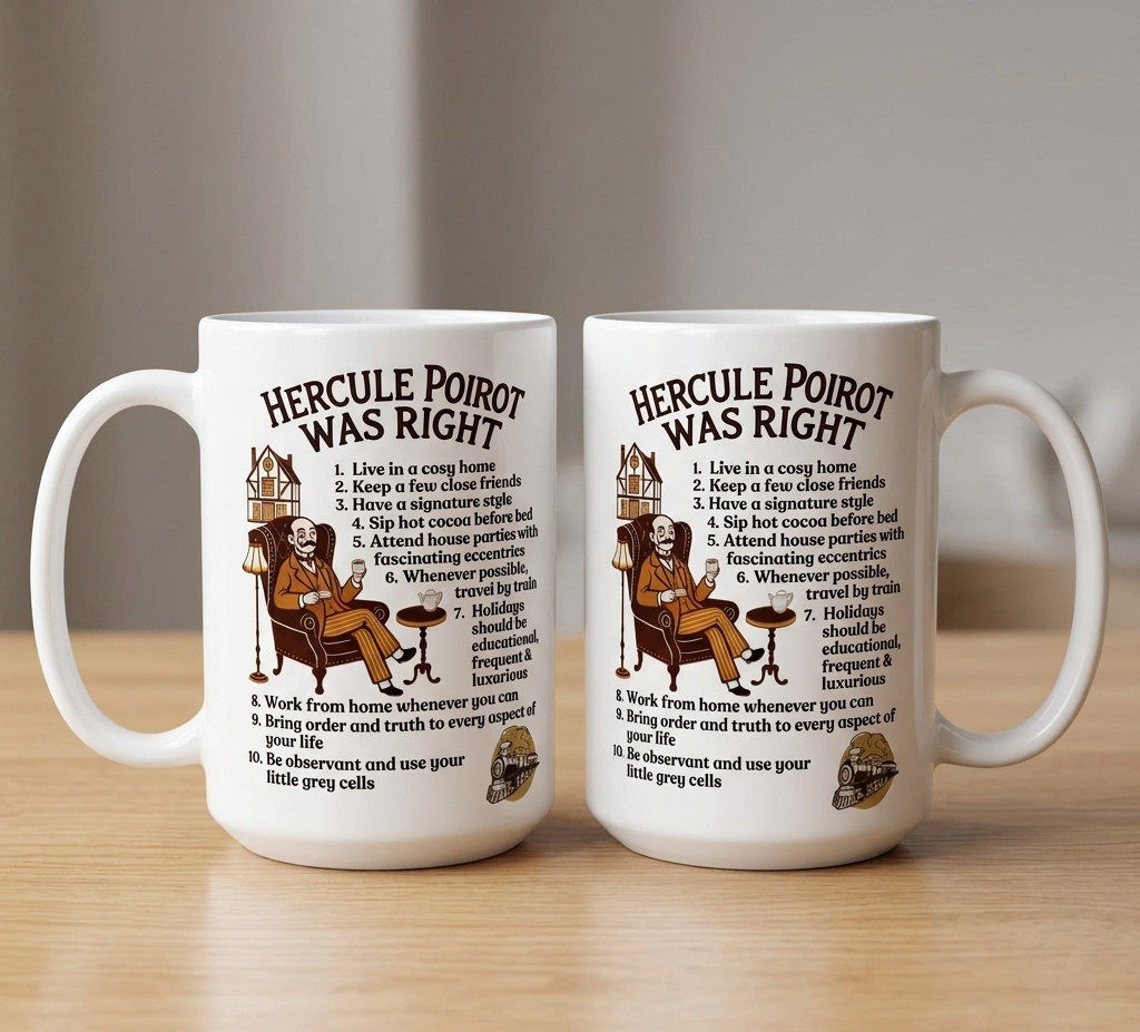 Hercule Poirot Mug – Mystery Lovers Coffee Cup