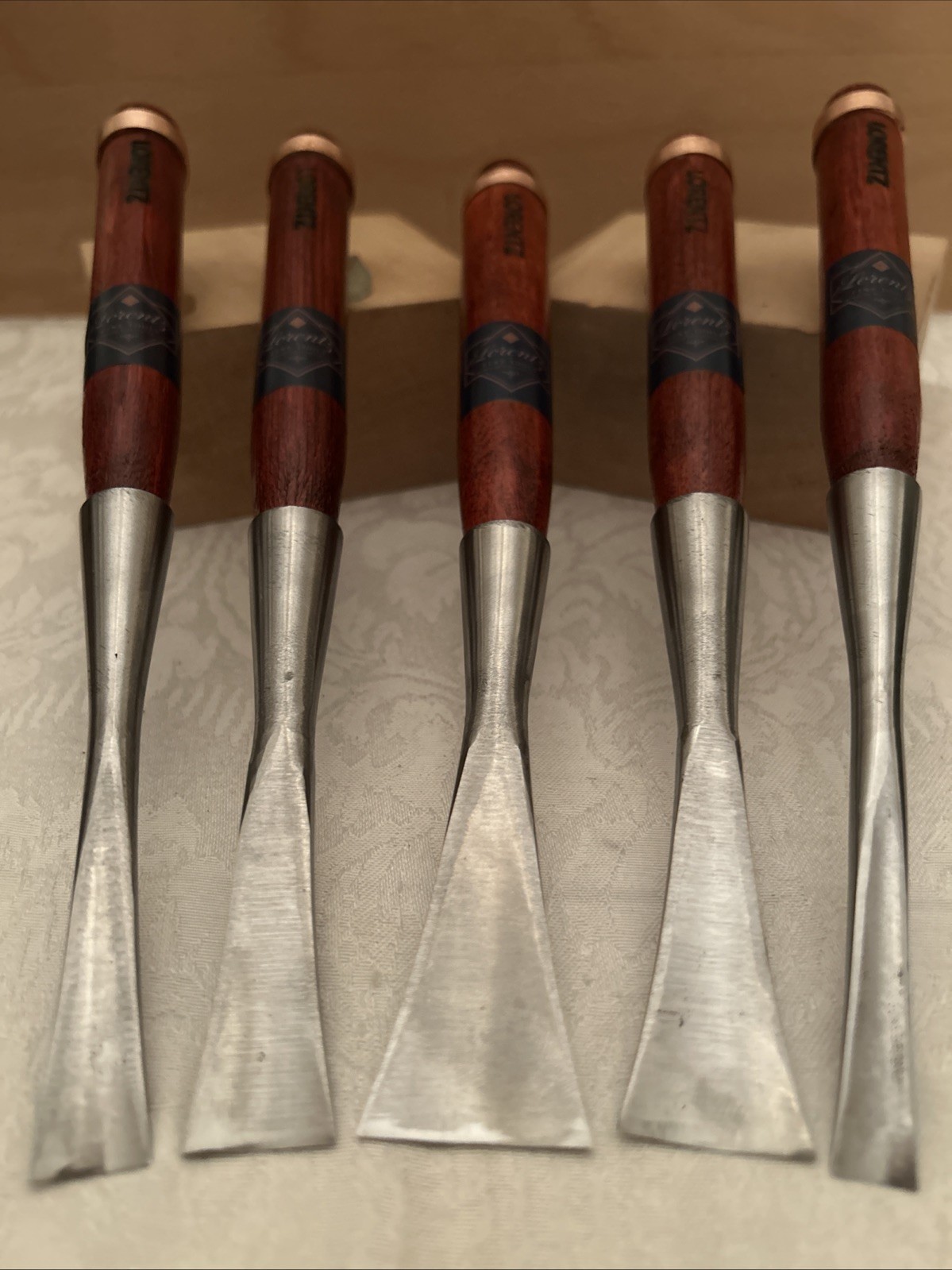 Custom Forged Long neck socket 5 Gouge Chisel Set # 3 Slight U 30mm – 10mm