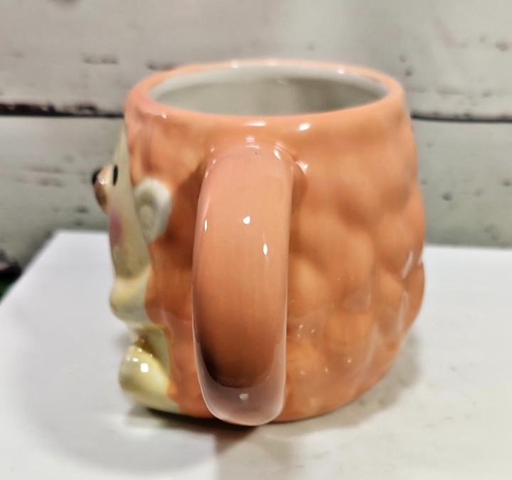 Cute Pink Peach 3D Ceramic Hedgehog Mug 16 Oz Modern Expressions