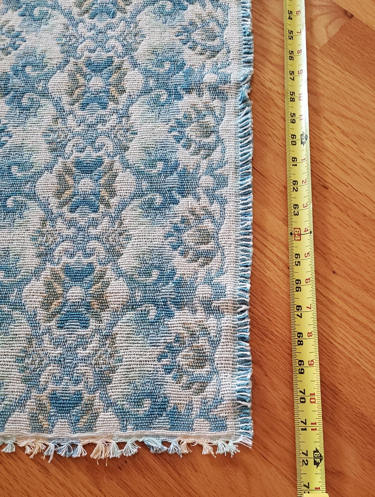 Vintage Blue and Ivory Tapestry Table Runner 72″