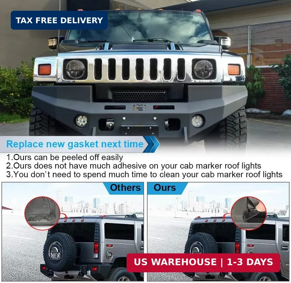 Cab Marker Roof Lights Gasket Seal Compatible with 2003-2009 Hummer H2 Center Co