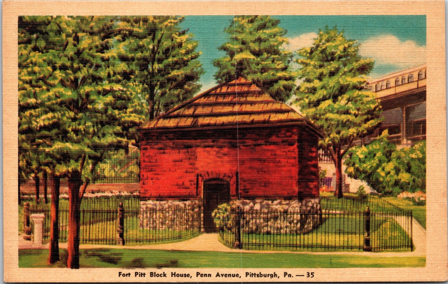 Fort Pitt Block House Pittsburgh PA Vintage Colorcraft Postcard Dexter Press