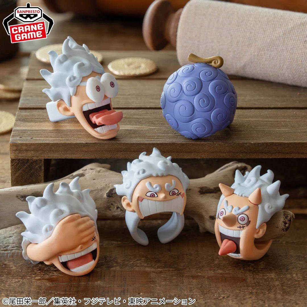 Set of 5 One Piece Figuring Ring Monkey D Luffy Gear 5 Devil Fruit Banpresto