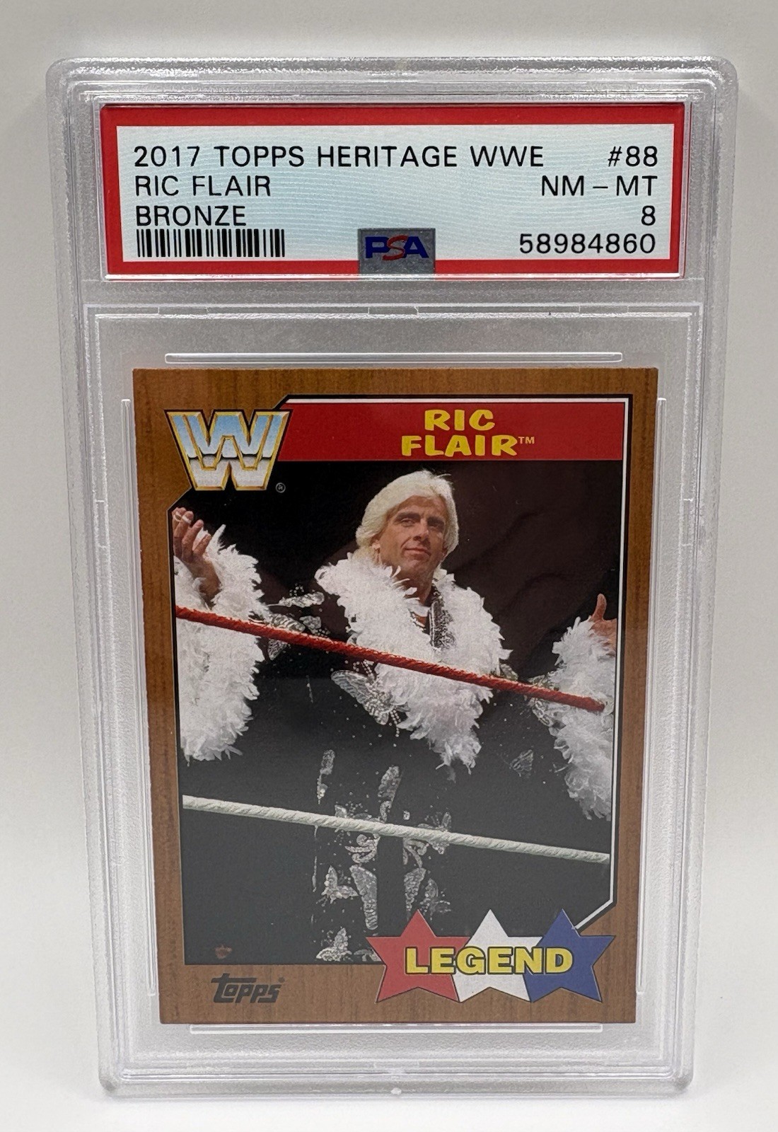 Topps 2017 Heritage WWE Ric Flair Bronze Parallel #88 PSA 8