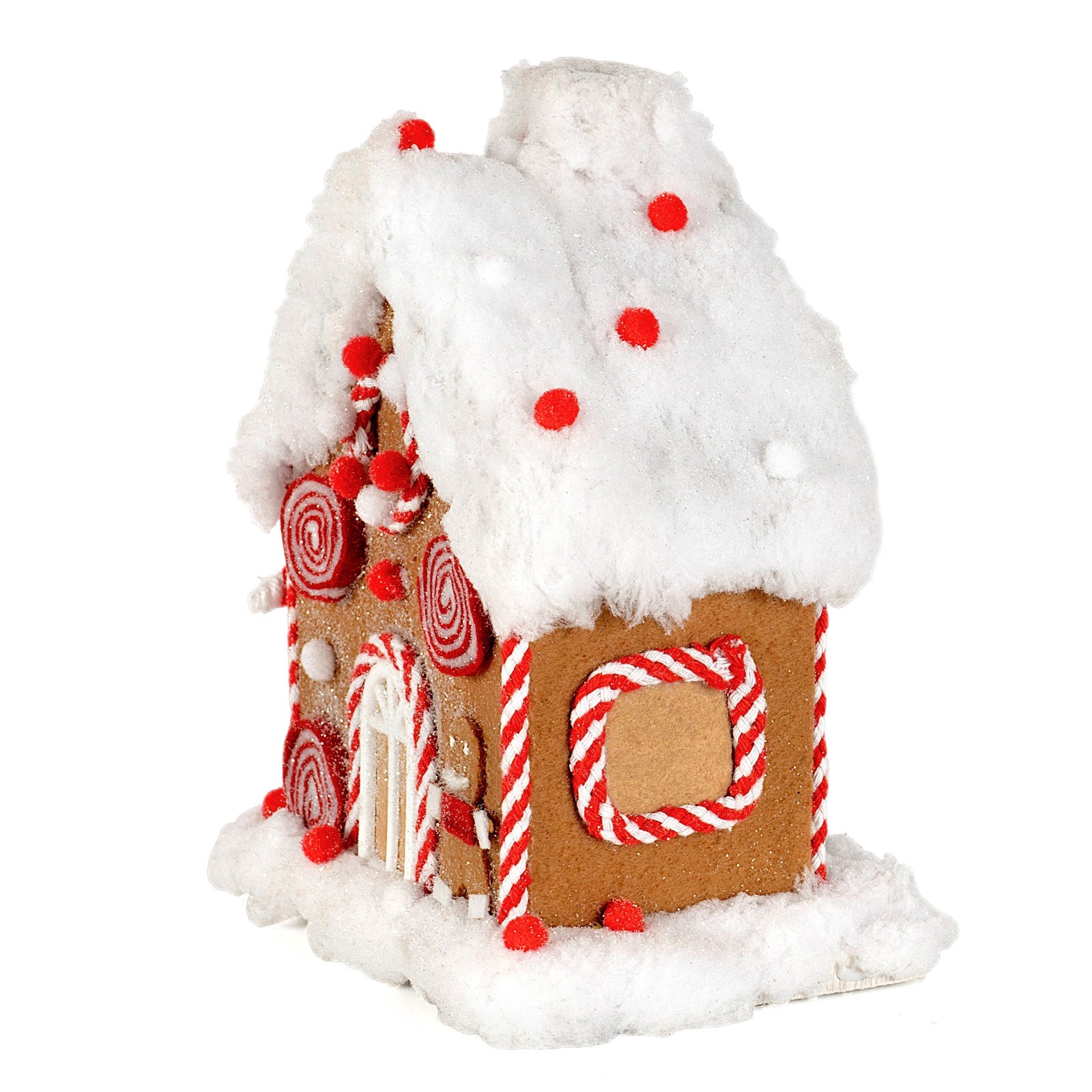 Flocked Gingerbread House Christmas Decoration Cozy Winter Village Scene 8″x7.5″