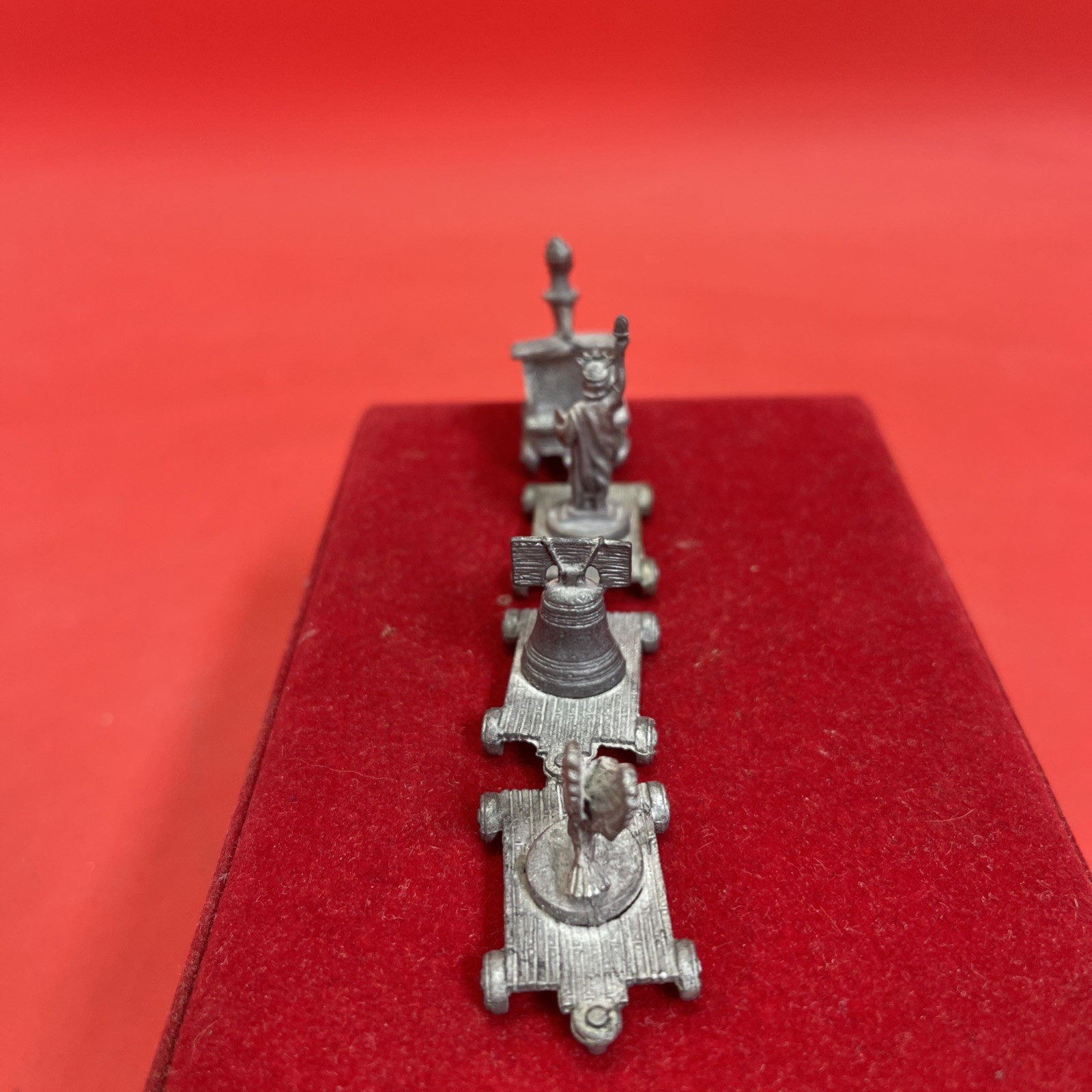 Vintage FORT Pewter Patriotic Train Set Liberty Bell, Eagle & Statue of Liberty