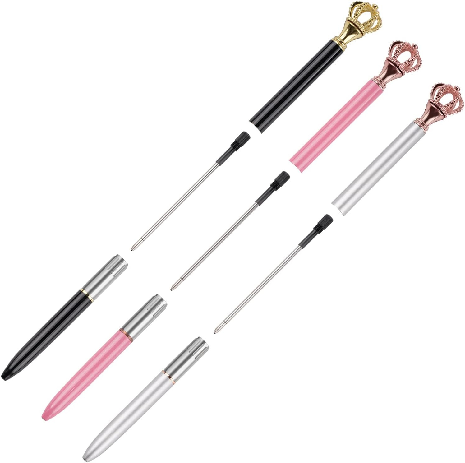 YOUMI Pens Refills 20 Pcs 3.23In Ballpoint Pen Refills Sparkling Bling Diamond C