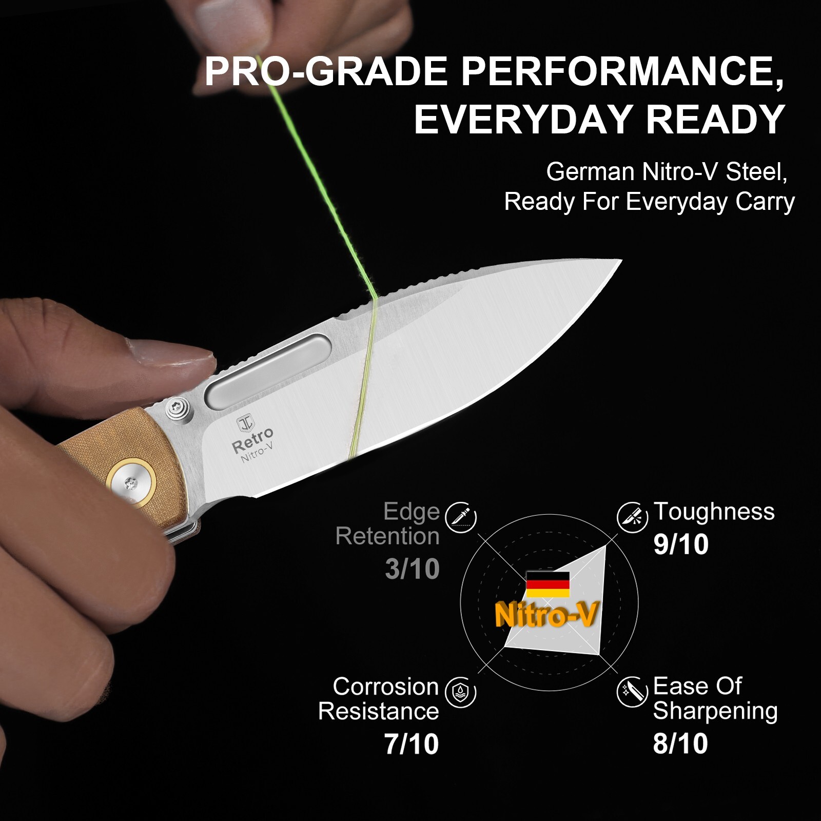 Kizer Retro Folding Pocket Knife Nitro-V Blade Micarta & Brass Handle V4726A1