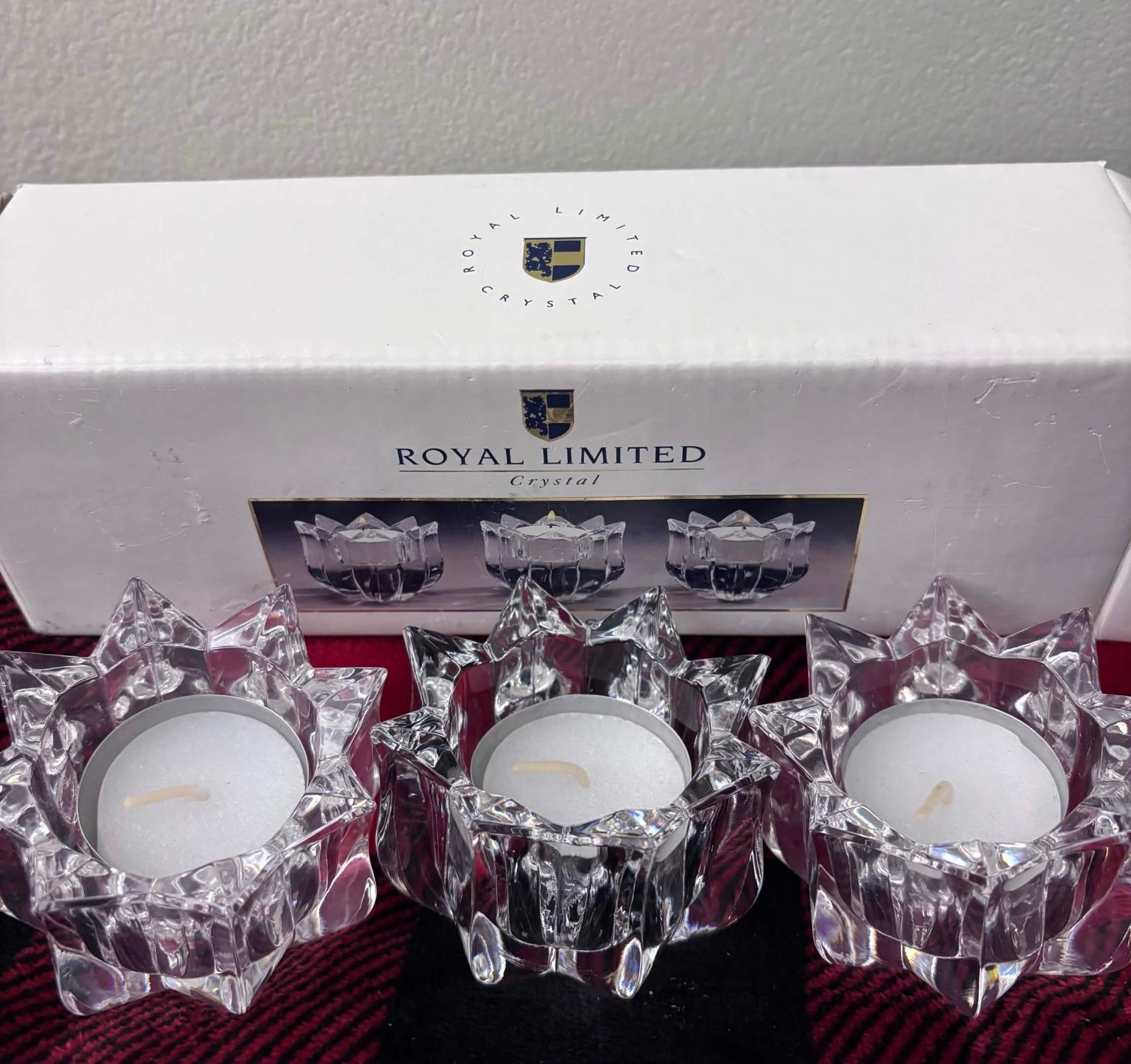 24% Full Lead Royal Limited Crystal Votive Set of 3 Candle Holder and Tealights