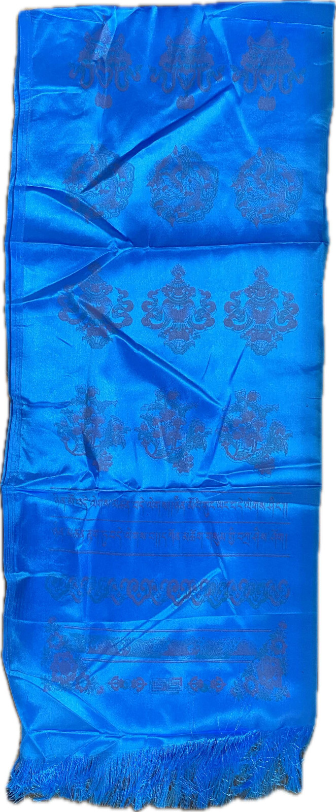 Tibetan Buddhist Prayer Offering Blue Silk Khada Khata Auspicious Scarf Nepal