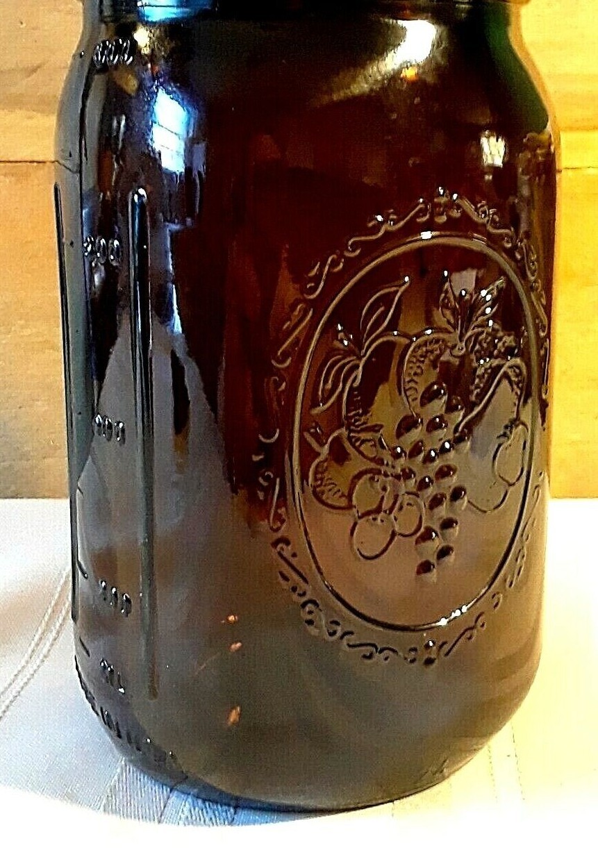 BALL Amber QUART Wide Mouth Mason Jar & GLASS LID w/ Zinc Ring UV RESISTANT