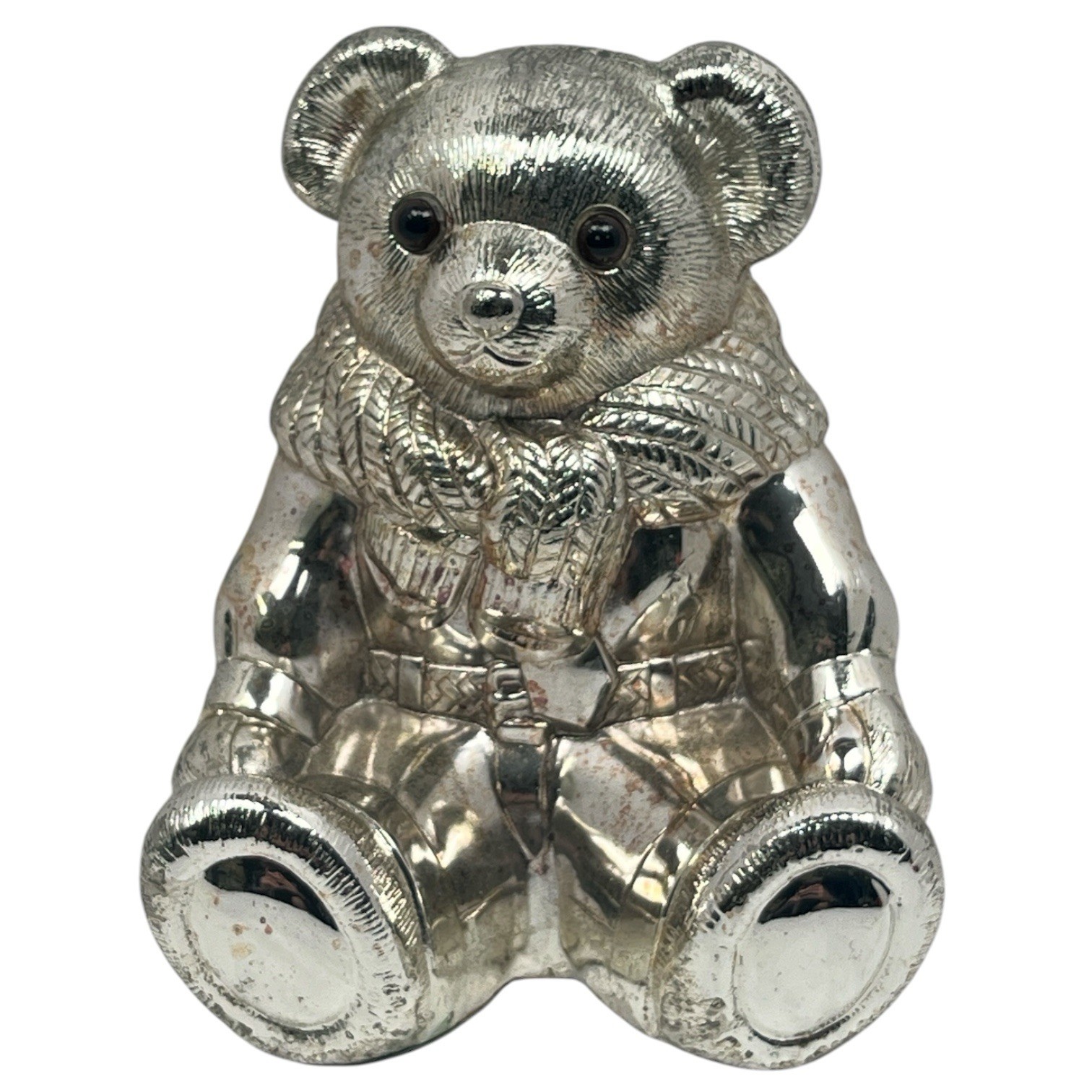 Ralph Lauren Silver‑Plated Polo Bear Coin Bank Vintage No Bottom