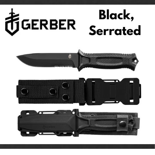 Gerber StrongArm Fixed Blade Survival Knife Black Serrated Edge Full Tang New
