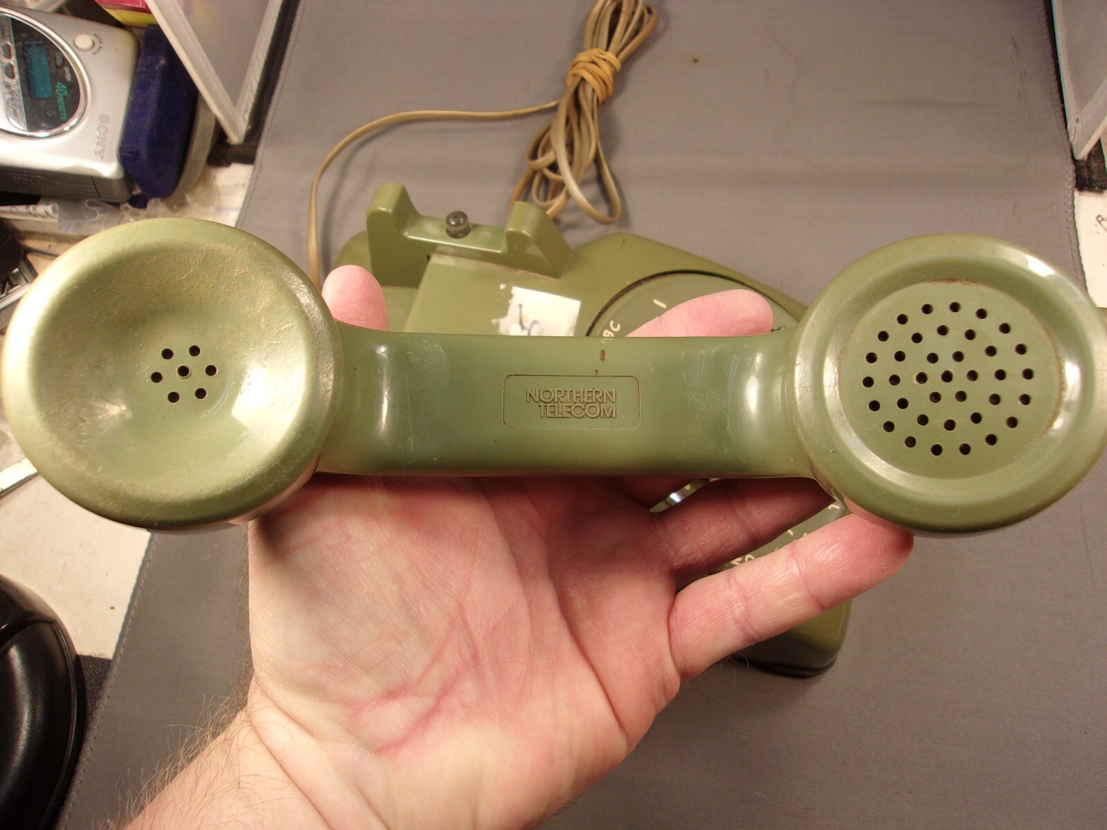 RARE OLD VINTAGE OLIVE GREEN ROTARY PHONE TELEPHONE BY “NORTHERN TELECOM” NORTEL