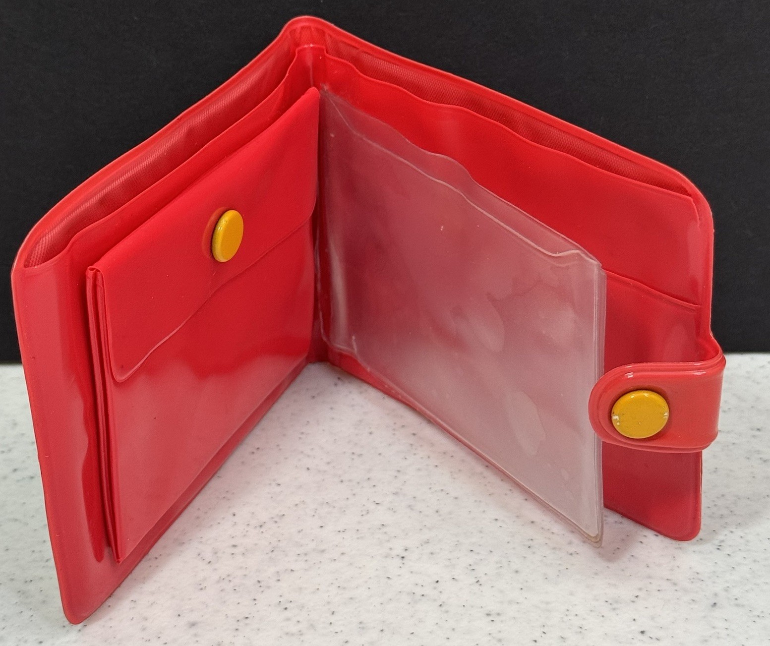 Hello Kitty Sanrio 1991 Vintage Plastic Vinyl Wallet Vintage Bifold Red 90s
