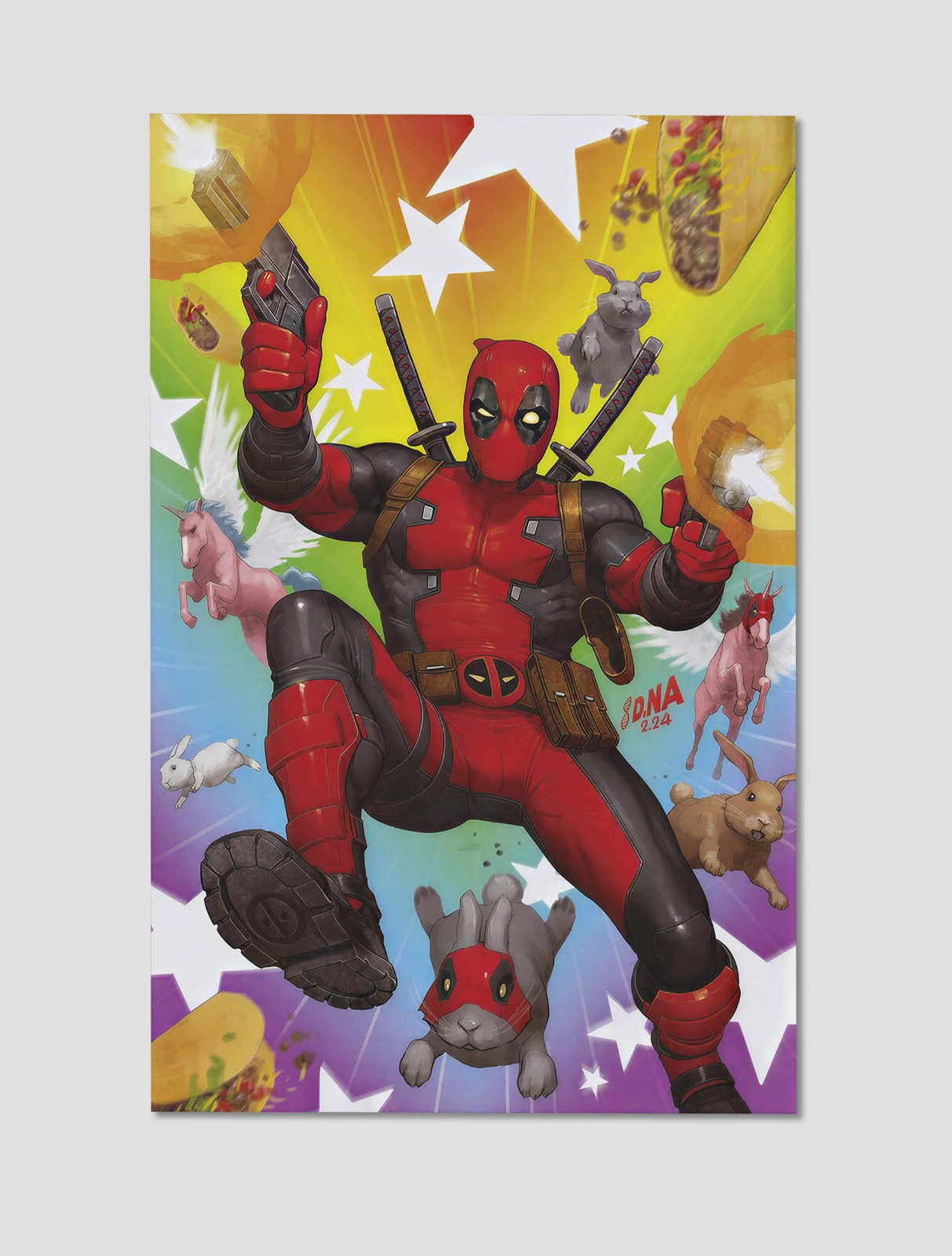 Deadpool Bunny Chaos Unicorns & Tacos Giclee Print Poster 11″x17″ – Wall Art