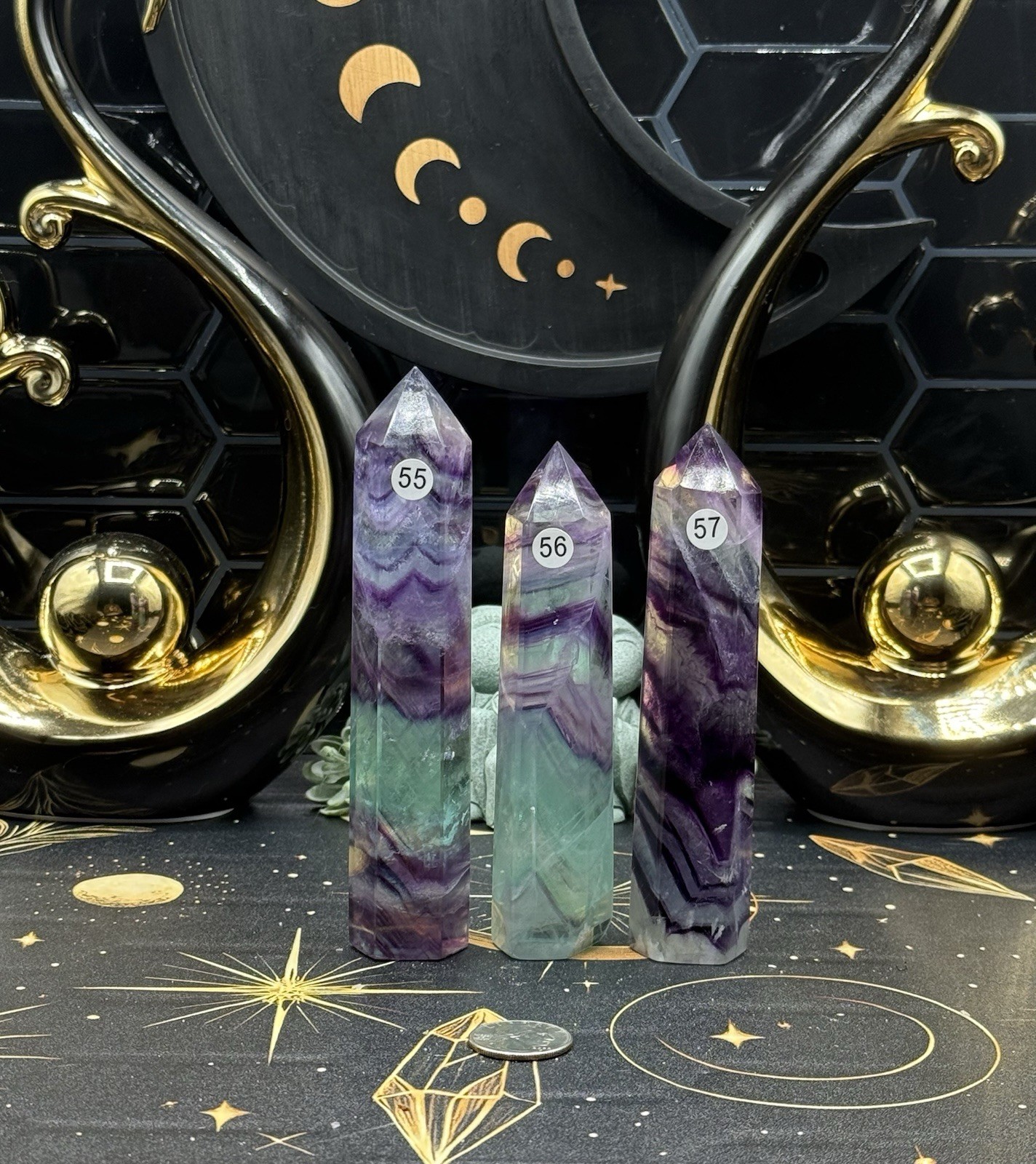 Natural Rainbow Fluorite Towers Rainbows Some Feather inclusion Free ship